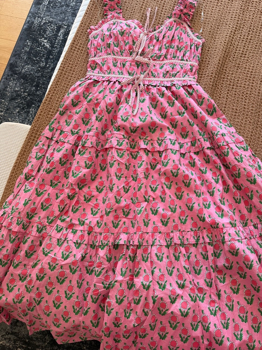 entro Pink Floral Tiered Maxi Dress with Ruffle Straps - Picture 4 of 4